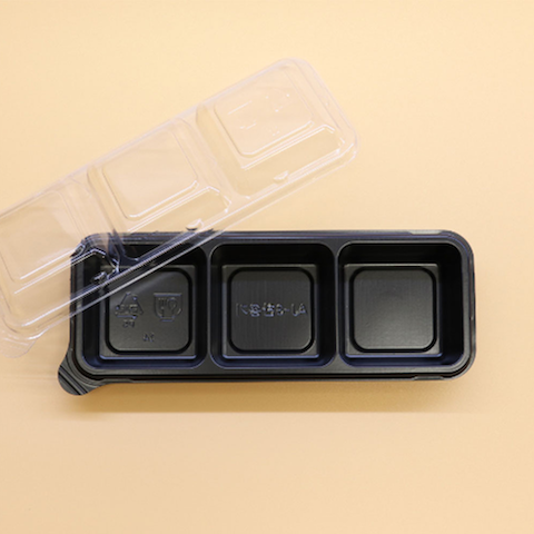 AJ) 직사각 3칸찬용기 블랙